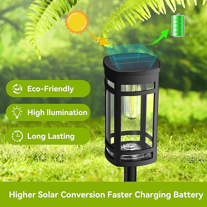 12 Pack Solar Lights Outdoor Waterproof for Garden Pathway Walkway Driveway Yard Lawn Decorative Landscape Lighting. (Cool White Light, 12)-BloomoryGarden