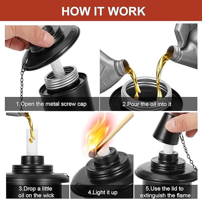 16 oz Torch Replacement Canister (4 Pack) - Outdoor Citronella Fuel Refill for Bamboo Torches with Wicks & Covers, Long-Lasting, Perfect for Patio, Luau Party, Garden Decor-BloomoryGarden