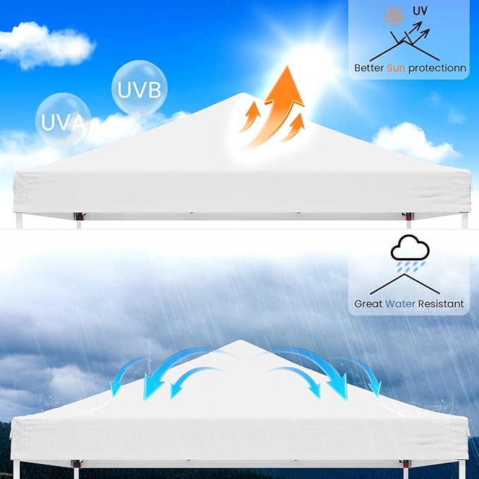 10x10ft Pop Up Canopy Tent,Heavy Duty Waterproof Folding Tent for Camping Parties Events Parties,Outdoor Canopy,Portable Sun Shelter,3 Adjustable Height(White)-BloomoryGarden