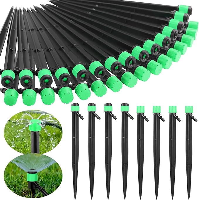 120 Pcs Drip Irrigation Emitters for 1/4'' Drip Irrigation Tubing 60 Irrigation Emitters Sprayer 60 Adjustable 360 Degree Water Flow Drippers for Patio Lawn Garden Watering-BloomoryGarden