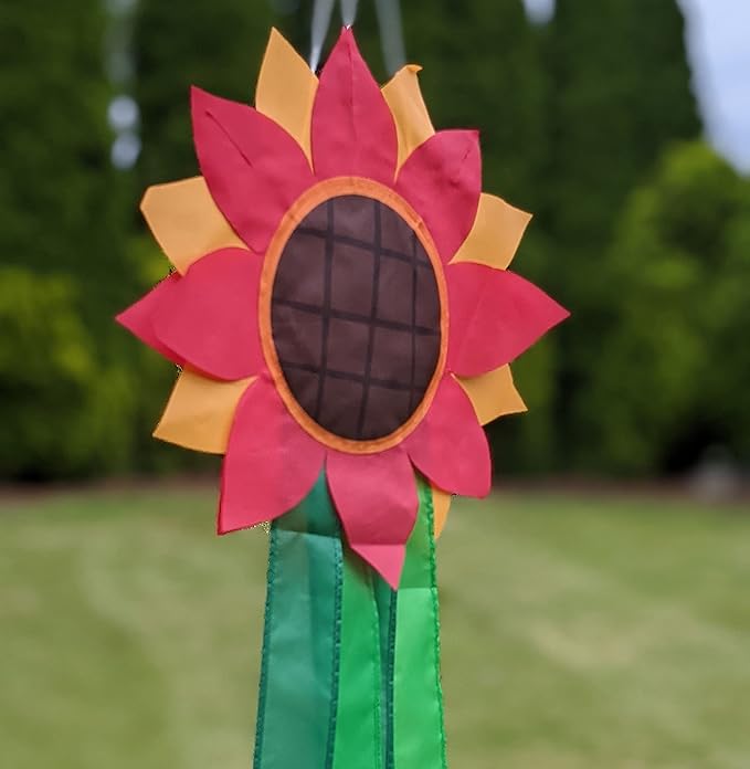 Madrona Brands Red Flower Windsock | Durable Outdoor Hanging Decoration | Yard, Garden, Patio, Home and More | 42-Inch-BloomoryGarden