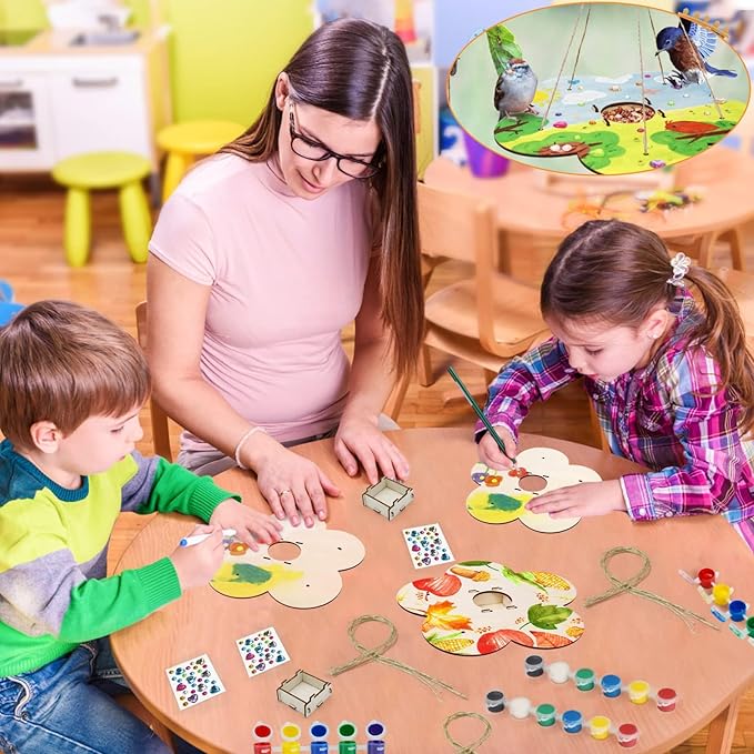 12 Pack Bird Feeder Craft Kits for Kids Ages 3-5 4-8 8-12, DIY Wooden Art Painting Outdoor Bulk Toys for Boys & Girls, Easter Christmas Gifts, Party Favor Gifts for Nature Loving Children-BloomoryGarden