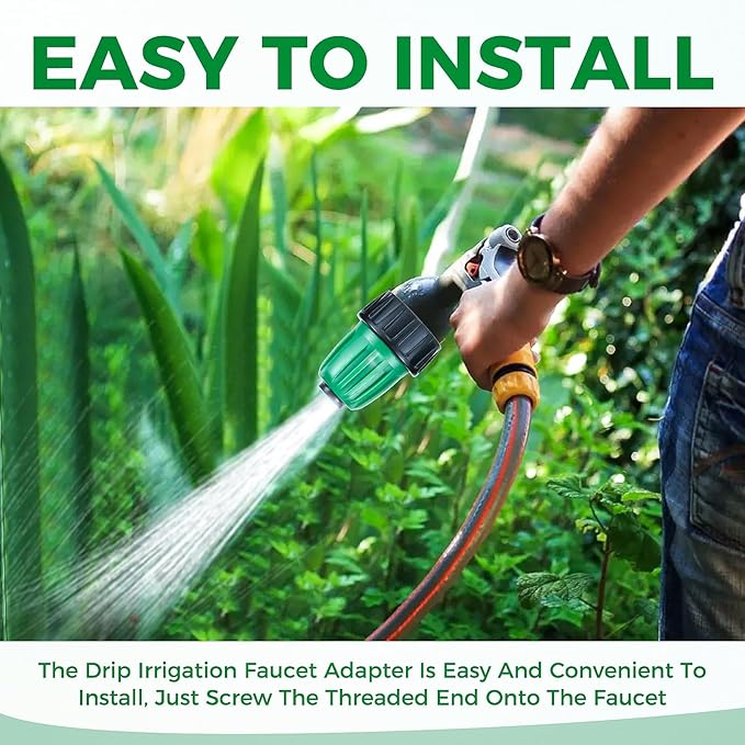 12 Pcs 1/2 Inch Drip Irrigation Tubing Faucet Garden Hose Adapter, 3/4" to 1/2" Drip Irrigation Tubing Hose Adapter, 3/4 Inch Faucet Connector Garden Hose Adapter Black and Green-BloomoryGarden