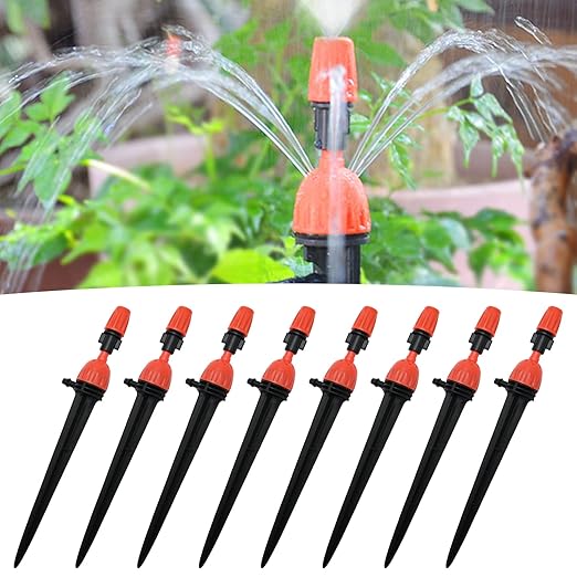 1/4" Drip Irrigation Emitters, Automatic Drip Irrigation Parts Accessories, 360 Degree Drip Sprinkler Heads Sprayer Heads for Irrigation Systems (Drip Spray, 25)