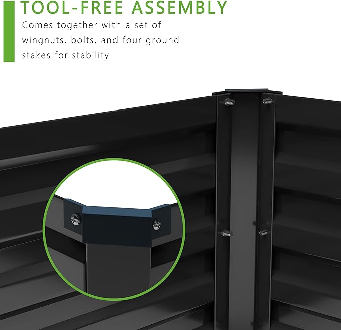 12x4x1FT Galvanized Raised Garden Bed Kit,Vegetable Boxes-Rectangle Metal Flower Box,Large Planter Raised Beds Outdoor Garden for Planting,Fruit,Herb-Black-BloomoryGarden