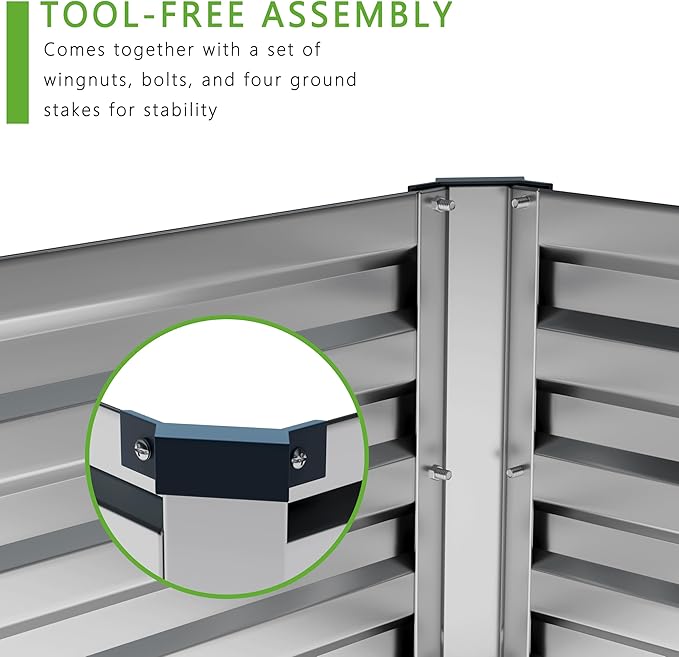 12x2x1FT Galvanized Raised Garden Bed Kit,Vegetable Boxes-Rectangle Metal Flower Box,Large Planter Raised Beds Outdoor Garden for Planting,Fruit,Herb-Sliver-BloomoryGarden