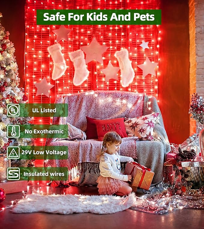 1500 LED 492FT Christmas Lights With Timer Memory - Green Wire String Lights for Indoor Outdoor Decorations, Christmas Tree, Party, Xmas, Wedding, Garden, Patio - Red-BloomoryGarden
