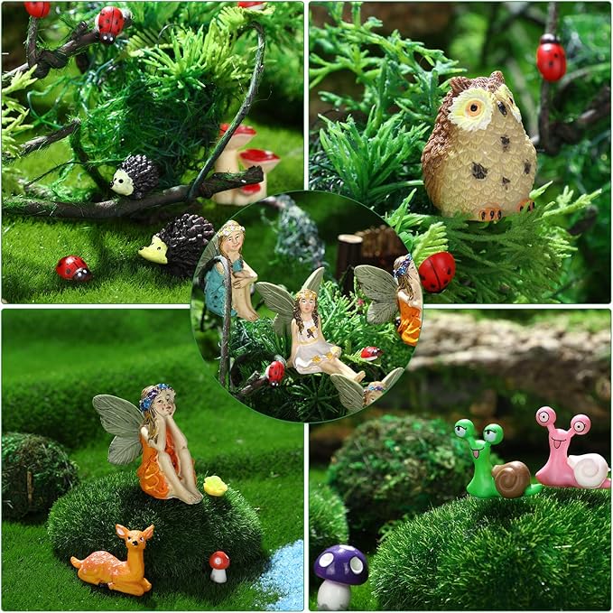120 Pieces Garden Kit Accessories Garden Animals Miniatures Fairies Miniature Figurines Micro Landscape Ornaments DIY Kit for Outdoor Yard Lawn-BloomoryGarden