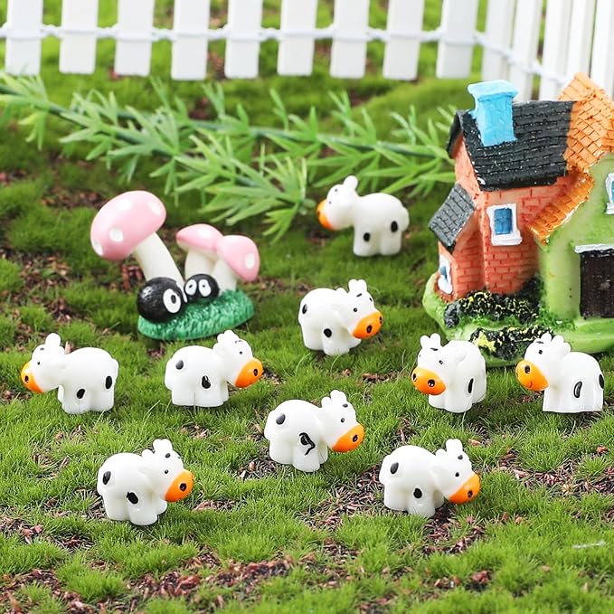 138 Pcs Mini Resin Cows Bulk Animals for Hiding Small Plastic Cows Statues Little Perfect for Forest Figures and More Adorable Landscape Fairy Outdoor Moss Garden DIY Ornament-BloomoryGarden