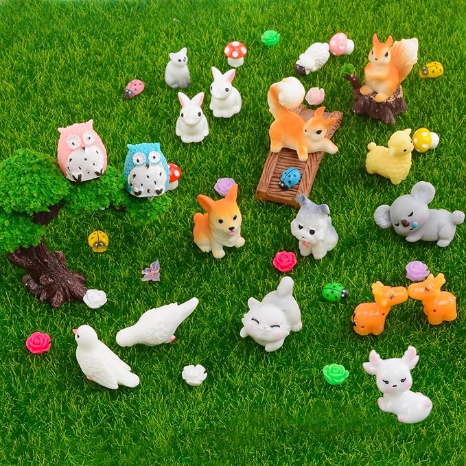 150 Pcs Mini Resin Animals Miniature Animals Figurines Tiny Resin Animals Small Animals Figures Mini Animals for Garden Décor Micro Landscape Ornaments Kit Fairy Garden Dollhouse Accessories-BloomoryGarden