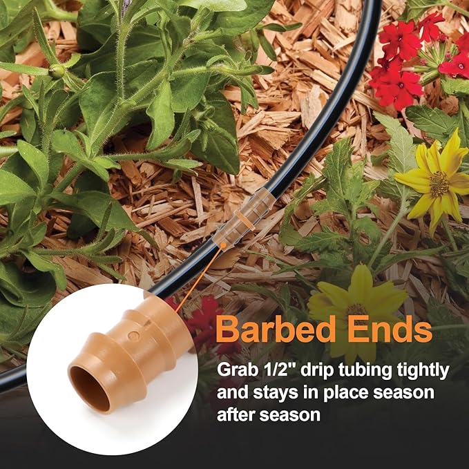1/2 Inch Drip Irrigation Fittings, 34 Pieces Kit 1/2 Inch Tubing Connectors Includes Couplings Tees Elbows Crosses Plugs Drip Line Quick Connect Barbed Connectors for Drip Systems