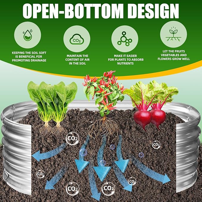 17" Tall Elevated Oval Metal Raised Garden Bed - 4ft x 2ft in Size and 0.8MM Thick Durable Planter Bed/Box for Vegetables Flowers Succulent at Patio/Garden Outdoor (Silver, 4X2X1.4 FT)-BloomoryGarden
