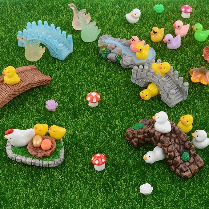 150 Pcs Mini Resin Animals Miniature Animals Figurines Tiny Resin Animals Small Animals Figures Mini Animals for Garden Décor Micro Landscape Ornaments Kit Fairy Garden Dollhouse Accessories-BloomoryGarden