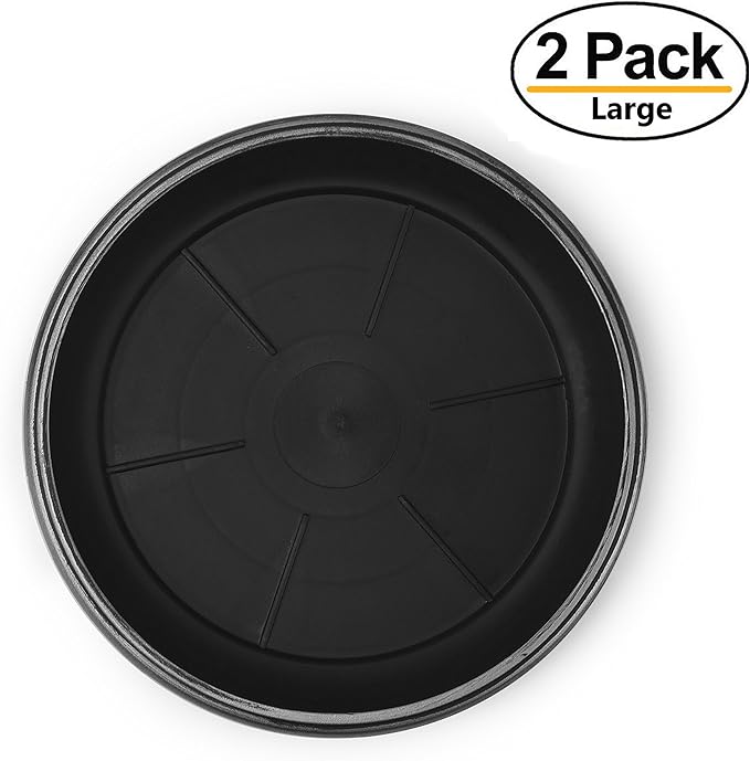 11" Decorative Heavy Duty Tray/Saucer (2 Pack) Rustic Medieval/French Country Look, Pot/Planter Base for Indoor/Outdoor Decor Use. Long Lasting, Reusable Light Weight (11 inches, Silver)-BloomoryGarden