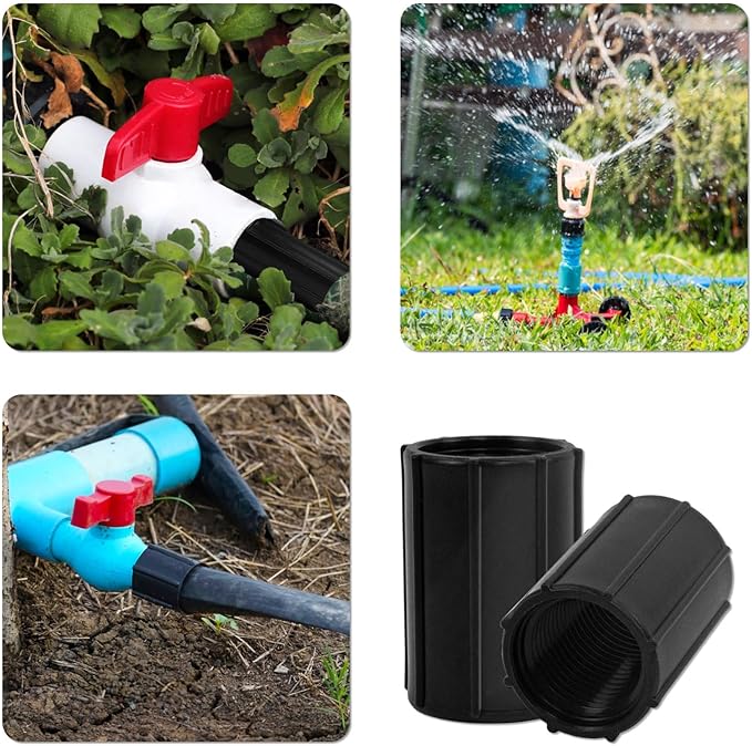 12 Pcs 1/2 Inch Female Threaded PVC Fitting Black PVC Female Adapter Pipe Fittings Drip Irrigation System for Irrigation Pipes Riser Extension (Black)-BloomoryGarden