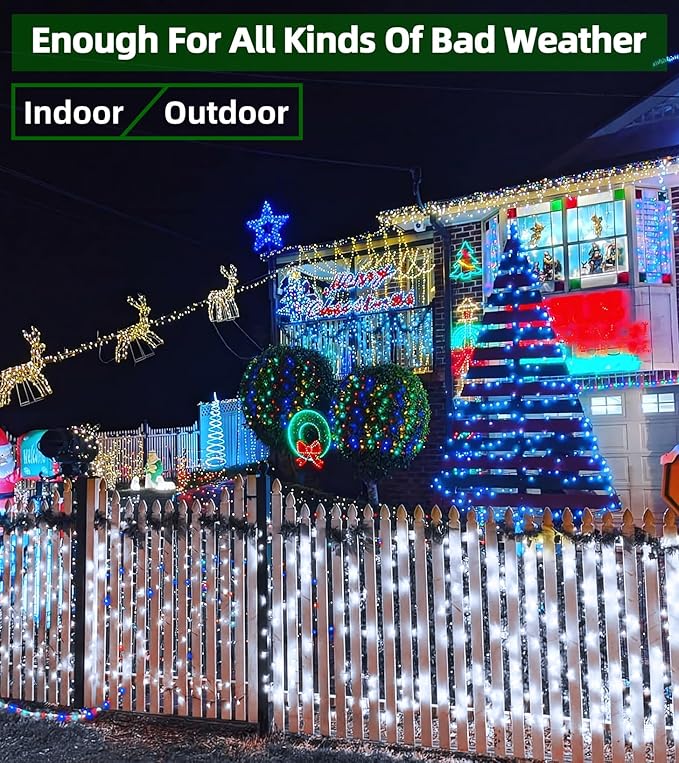 1500 LED Chrstmas String Lights, 492FT Super Long Christmas Lights with 8 Modes, Christmas Tree Lights with Timer Memory for Indoor Outdoor Tree Fence Garden Xmas Wedding Party Decor Cool White-BloomoryGarden