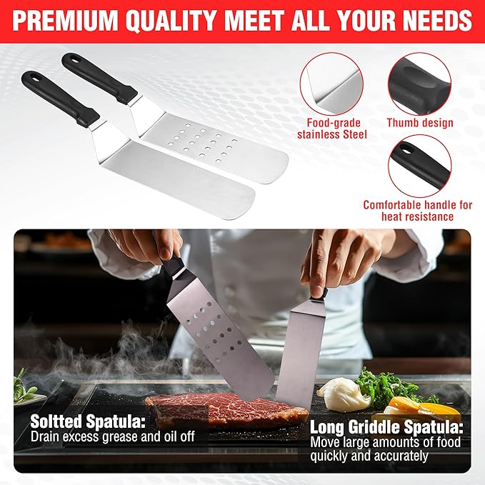 128 PCS Griddle Accessories Kit - Premium Flat Top Grill Accessories Set for Blackstone & Camp Chef, Stainless Steel BBQ Tool Utensils Gift Grilling Set for Lover Outdoor Men Women dad-BloomoryGarden