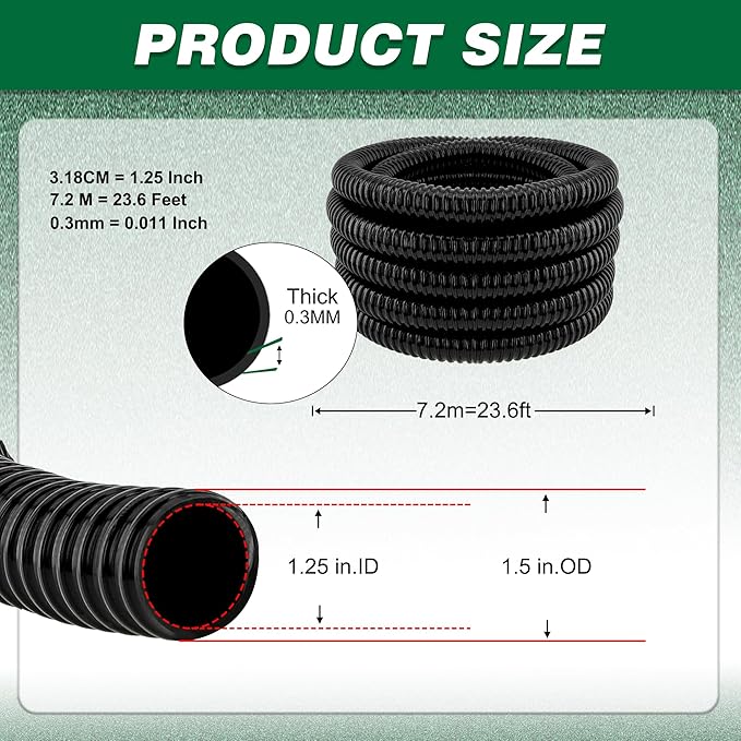 1.25" ID x 23.6 Ft Premium Flexible PVC Pond Tubing - Durable, Kink-Resistant, and Multipurpose for Ponds, Water Features, Filters, and More - Easy Installation and Concealment-BloomoryGarden