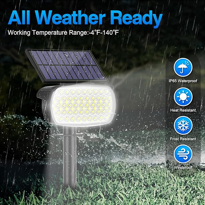 108 LED Solar Spot Lights Outdoor, Solar Lights Outdoor IP65 Waterproof, 3 Modes Solar Landscape Spotlights, Large Solar Panel Solar Powered Lights for Garden Yard Pathway(Cool White/4 Pack)-BloomoryGarden