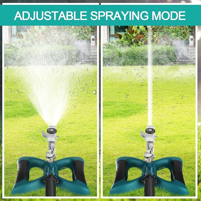 1 Packs Lawn Impact Sprinkler Heavy Duty Rotating Adjustable Pulsating Water Sprinkler Head with Metal Base, Adjustable Spraying Area and Distance for Large Area Garden Lawn Yard Irrigation-BloomoryGarden