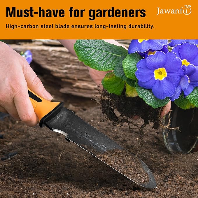 Hori Hori Garden Knife, Stainless Steel Gardening Knife Tool, Multi-Purpose Soil Knife with Sheath,Ergonomic TRP Handle for Weeding, Digging, and Cultivating,7" Blade- in Gift Box