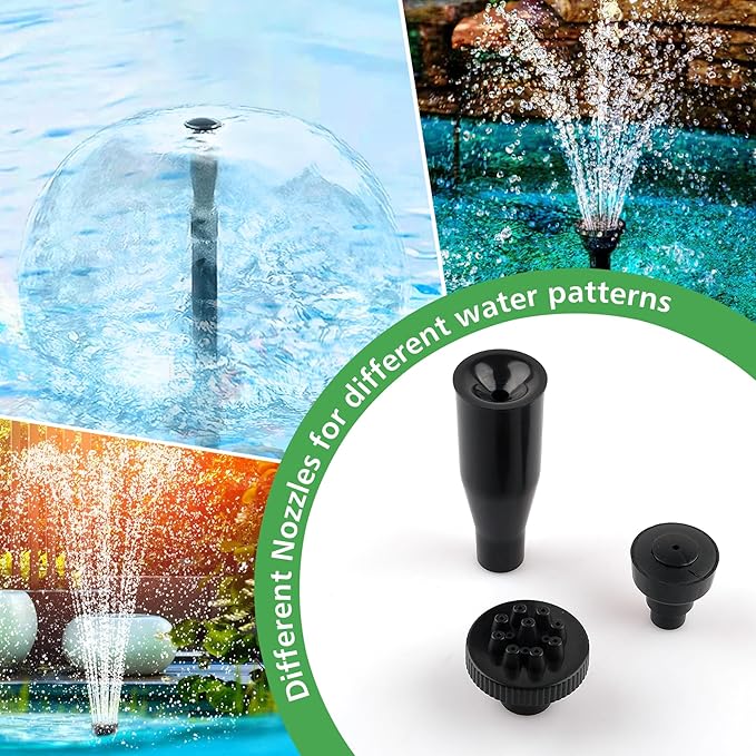 15W 800L/H Submersible Pond Fountain Pump with LED Lights, Ultra Quiet Water Pump, Pond Fountains Pump for Small Pond, Koi, Garden, Aquariums, Fish Tanks, Indoor Outdoor Fountain 3 Type Nozzles-BloomoryGarden
