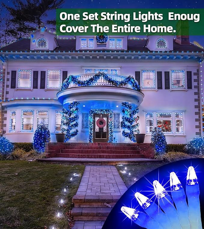 1500 LED Super Long Christmas String Lights, 492FT, Blue, Indoor/Outdoor, LED, Waterproof, Christmas, Holidays-BloomoryGarden