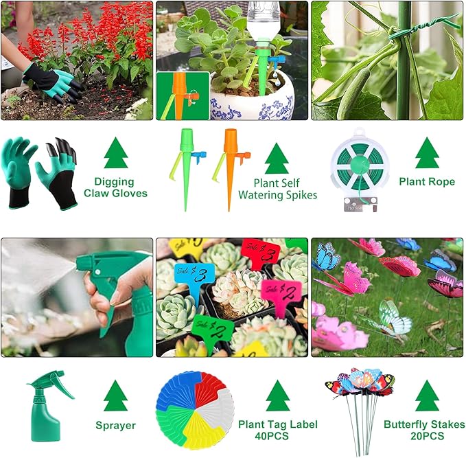 84 PCS Garden Tools Set,10pcs Succulent Tools Set Included 6pcs Large Heavy Duty Aluminum Gardening Hand Tools 12.5IN with Garden Tool Bag,Gloves Sprayer etc.Gardening Gifts for Men Women Garden Gifts-BloomoryGarden