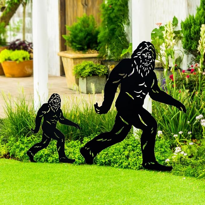 15.8 inch Bigfoot Metal Outdoor Decor Big Foot Sasquatch Gifts for Men/Women Bigfoot Silhouette Statues for Yard Art, Patio, Lawn, Forests, Garden Decor, Yard Display, Garden Decorations-BloomoryGarden