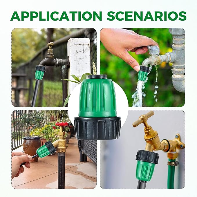 12 Pcs 1/2 Inch Drip Irrigation Tubing Faucet Garden Hose Adapter, 3/4" to 1/2" Drip Irrigation Tubing Hose Adapter, 3/4 Inch Faucet Connector Garden Hose Adapter Black and Green-BloomoryGarden