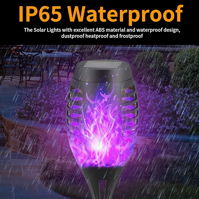 12-Pack Solar Flickering Flame Torches – Waterproof Solar Garden Lights, Outdoor Solar Lights for Yards, and Flame Torches for Patio and Pathway Decorations-BloomoryGarden