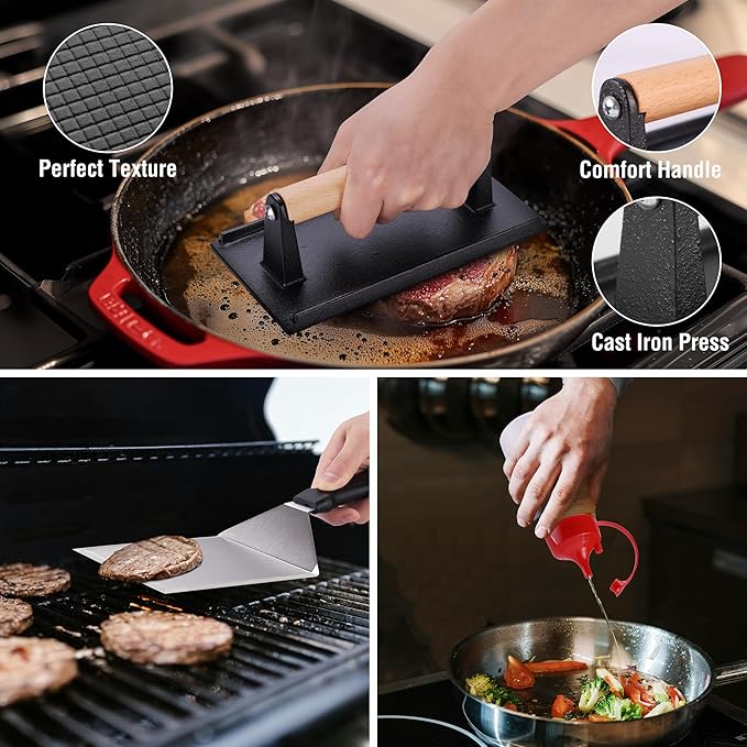 128 PCS Griddle Accessories Kit - Premium Flat Top Grill Accessories Set for Blackstone & Camp Chef, Stainless Steel BBQ Tool Utensils Gift Grilling Set for Lover Outdoor Men Women dad-BloomoryGarden