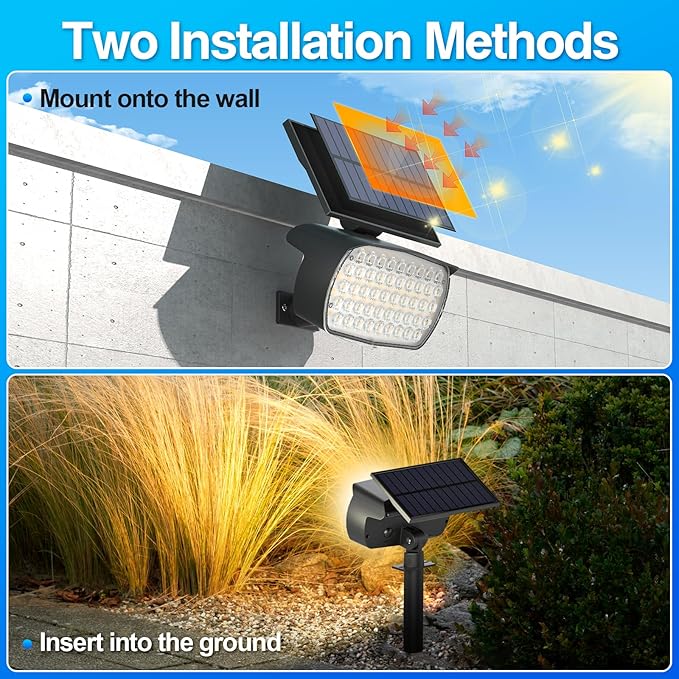 108 LED Solar Spot Lights Outdoor, Solar Lights Outdoor IP65 Waterproof, 3 Modes Solar Landscape Spotlights, Large Solar Panel Solar Powered Lights for Garden Yard Pathway(Warm White/4 Pack)-BloomoryGarden
