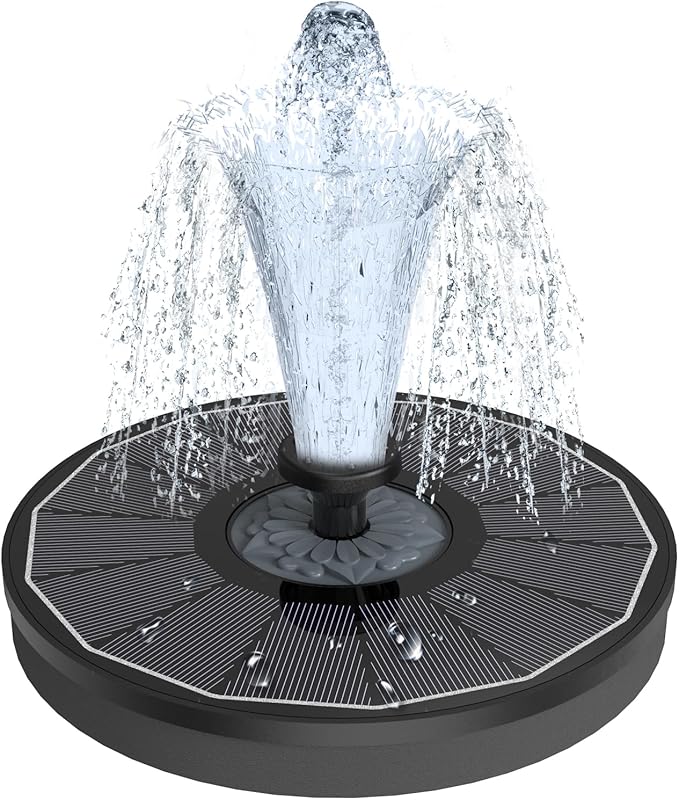 Solar Fountain Upgraded High Efficiency Glass Solar Panel, Solar Bird Bath Fountains with Flower No Battery,Solar Water Pump Fountain for Bird Bath Garden Small Ponds Outdoor Décor(Black)-BloomoryGarden