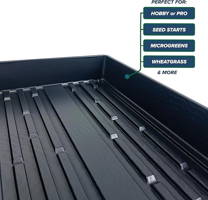 10 Plant Growing Trays (No Drain Holes) - 20" x 10" - Perfect Garden Seed Starter Grow Trays: for Seedlings, Indoor Gardening, Growing Microgreens, Wheatgrass & More - Soil or Hydroponic-BloomoryGarden