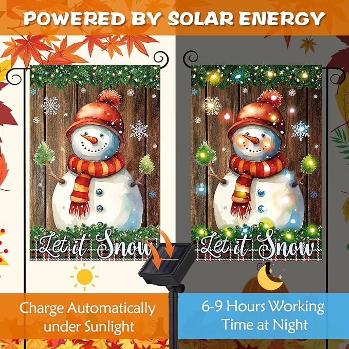 12 Pcs Solar Seasonal LED Garden Flags 28 x 40 Inch Double Sided Yard Flags Spring Easter Halloween Fall Thanksgiving Day Decorations Welcome Garden Flag Lawn Yard Outdoor Holiday Decoration-BloomoryGarden