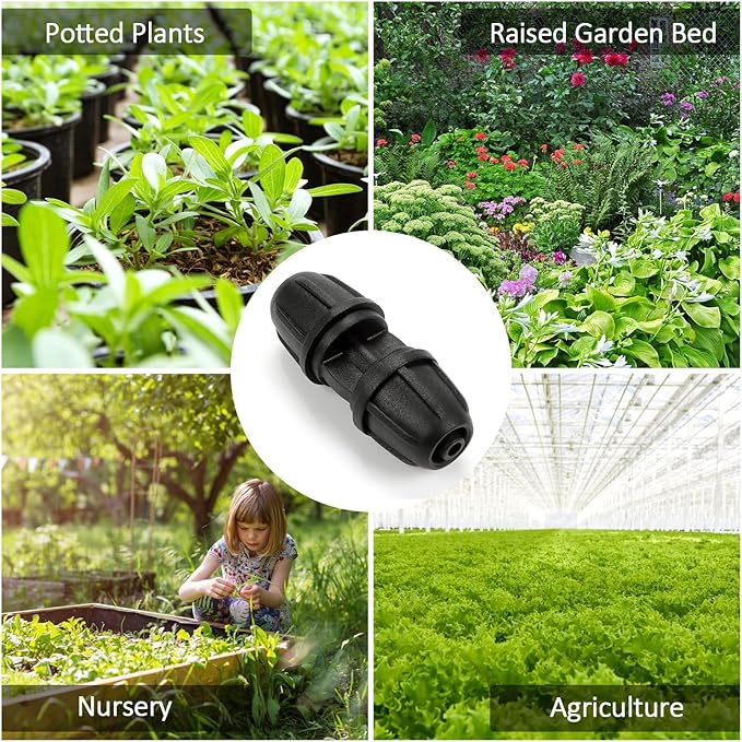 1/4 Inch Drip Irrigation Anti-leak Coupling Fittings, 25 Pieces 1/4'' Drip Line Barbed Locked Coupler Connectors for 1/4 Inch Irrigation Tubing for Garden Drip Systems-BloomoryGarden