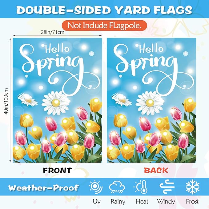 12 Pcs Solar Seasonal LED Garden Flags 28 x 40 Inch Double Sided Yard Flags Spring Easter Halloween Fall Thanksgiving Day Decorations Welcome Garden Flag Lawn Yard Outdoor Holiday Decoration-BloomoryGarden