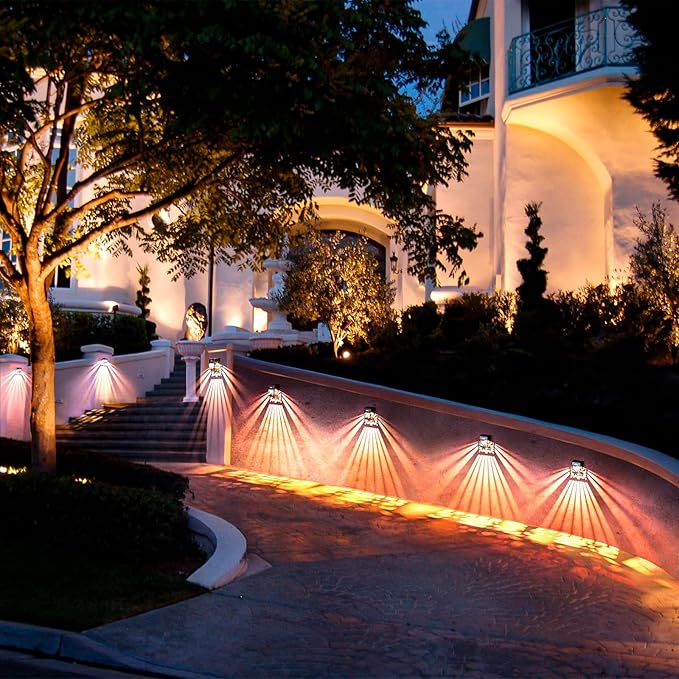LOFTEK Solar Deck Lights, 2 Pack Solar Fence Lights, Outdoor Garden Decorative Light, Dusk to Dawn, Waterproof, Fence Post Wall Light for Railing, Patio, Pool, Backyard, Stair, Step, Warm White-BloomoryGarden