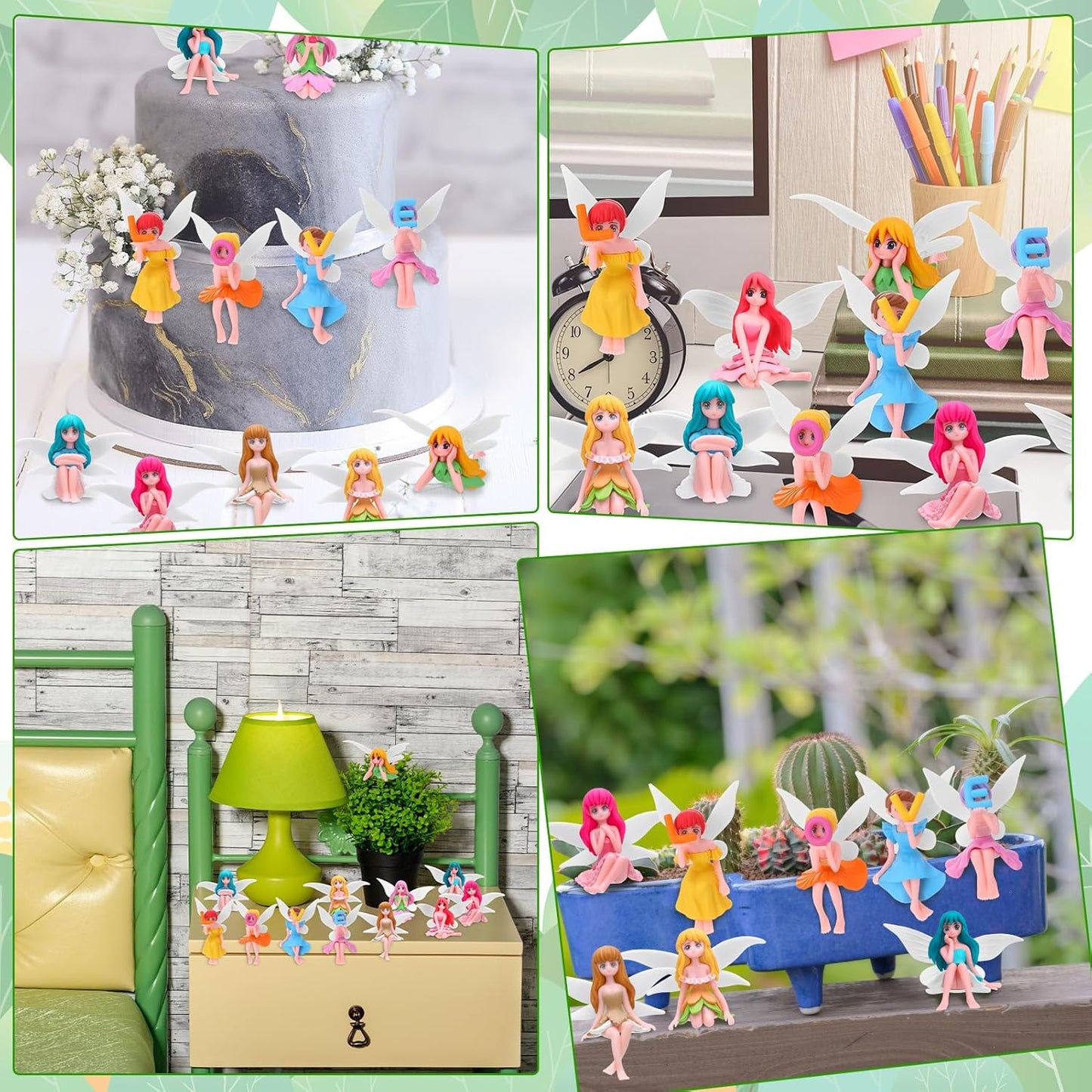 12 Pcs Miniature Fairy Figurines, Hand-Painted Small Flower Fairies with Wings for Garden Decor, Cake Topper & Landscapes-BloomoryGarden