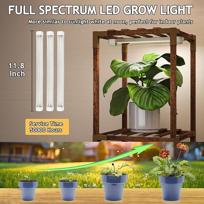 HOMKIRT Plant Stand with Grow Light for Indoor Plants, 13 Tier Large Outdoor Plant Shelf, 63" Tall Plant Rack Holder Flower Stand for Patio, Porch, Living Room Garden Plant Display Boho Decor