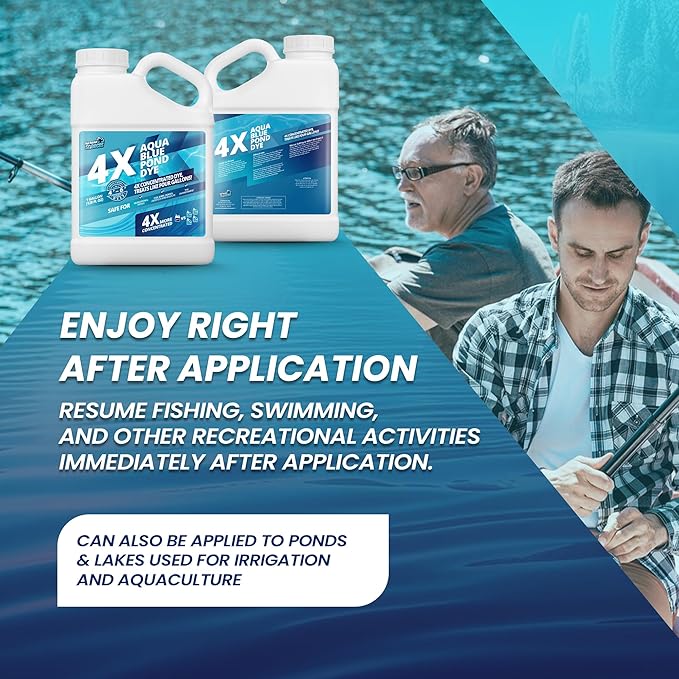 1 Gallon Aqua Blue Pond Dye 4X Concentrate, Lake & Pond Dye Blue for Aqua Colored Water, Ideal Lake Colorant, Aquashade Colorant That Protects Against Sunlight - Ideal for Fish and Wildlife-BloomoryGarden