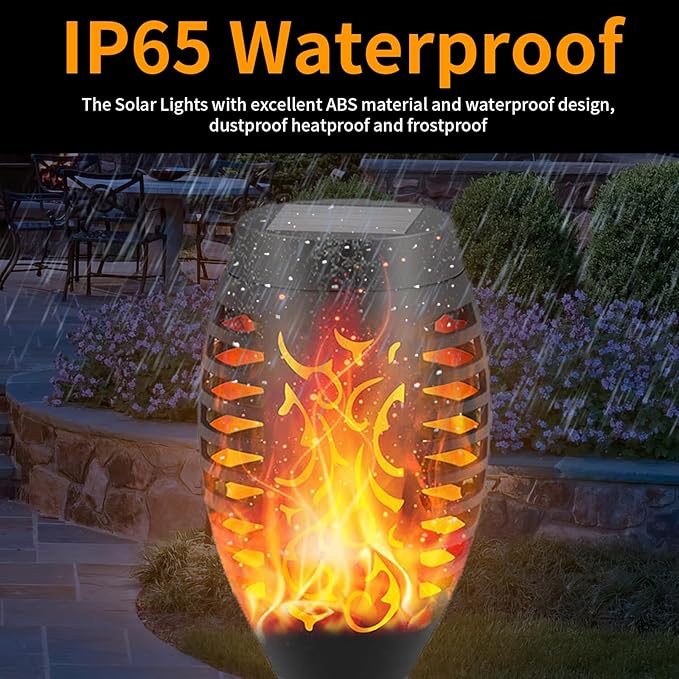 12-Pack Solar Flickering Flame Torches – Waterproof Solar Garden Lights, Outdoor Solar Lights for Yards, and Flame Torches for Patio and Pathway Decorations-BloomoryGarden