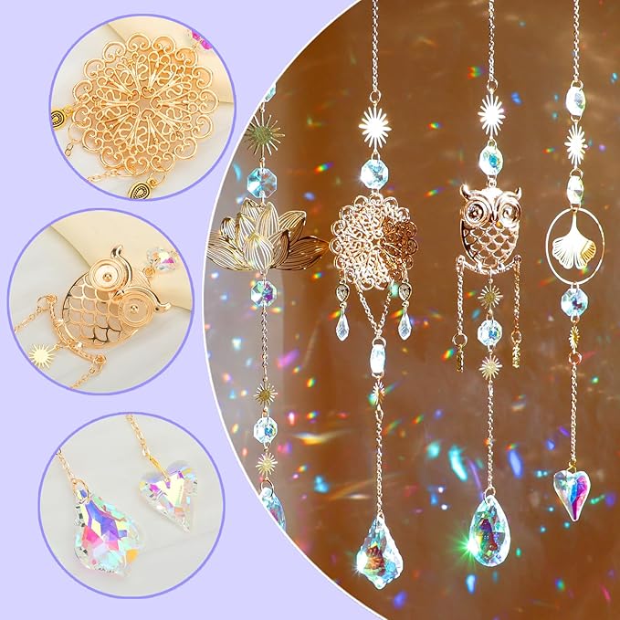 16 pcs Crystal Suncatcher, Colorful Suncatchers Sun Catchers Indoor Window Hanging Ornaments for Home Garden Ceiling Christmas Party Wedding Indoor Outdoor Decoration Prism Rainbow Maker-BloomoryGarden