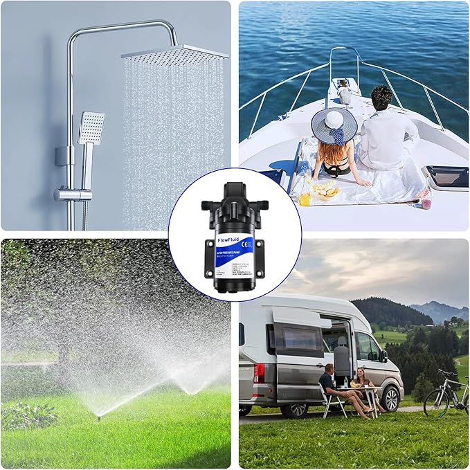 12V DC Water Pressure Booster Diaphragm Pump for RV,45PSI 4GPM Washdown Fresh Self Priming Electric Pump for Boats with Filter, Transfer On Demand Pump for Marine Yacht Caravan Garden Hose-BloomoryGarden