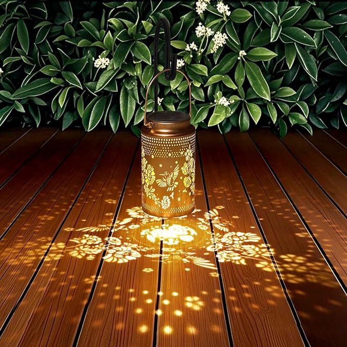 Hummingbird Solar Lanterns Outdoor Waterproof, Metal Hanging Lights Decorations for Garden Yard Lawn Patio, Unique Hummingbird Gifts for Women Mom Grandma Sister for Mother'Day Christmas