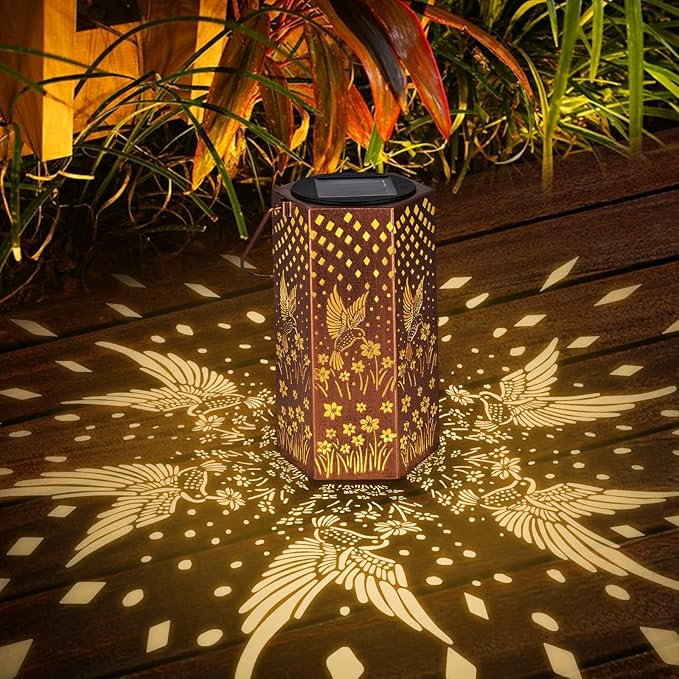 Hummingbird Solar Lanterns Outdoor Waterproof - Birthday Gifts for Women, Men, Mom, Mothers Day Gifts, Solar Lights Outdoor Hanging Garden Decor for Outside, Patio, Outdoor, Yard, Lawn, Balcony