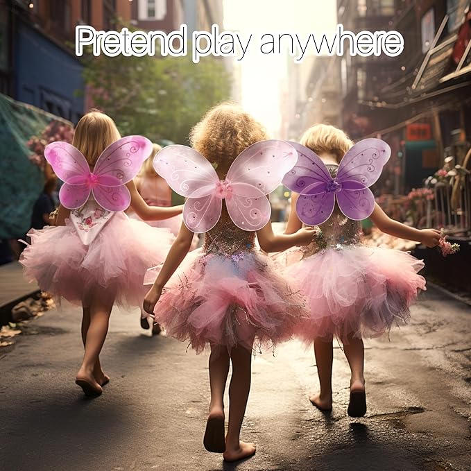 LOLASATURDAYS- Fairy Wings, Butterfly Wings, Fairy Wings Kids, Fairy Costume, Alas, Wings Costume, Tinkerbell Wings, Fairy Wings for Girls, Set of 6 (22" x 15")-BloomoryGarden