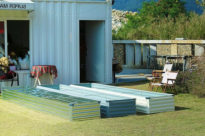12x2x1FT Galvanized Raised Garden Beds Kit Large Outdoor Metal Gardening Planter Box for Vegetable Elevated Flower Herbs, Silver-BloomoryGarden