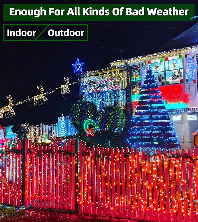1500 LED Chrstmas String Lights, 492FT Super Long Christmas Lights with 8 Modes, Christmas Tree Lights with Timer Memory for Indoor Outdoor Tree Fence Garden Xmas Wedding Party Decor Red-BloomoryGarden